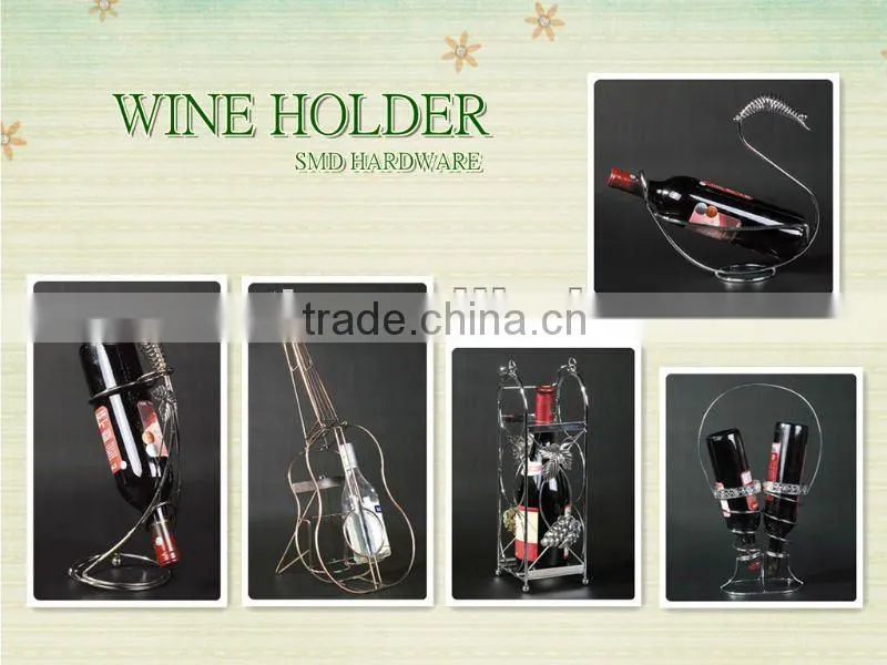 Chrome metal wine holder for wine bottle