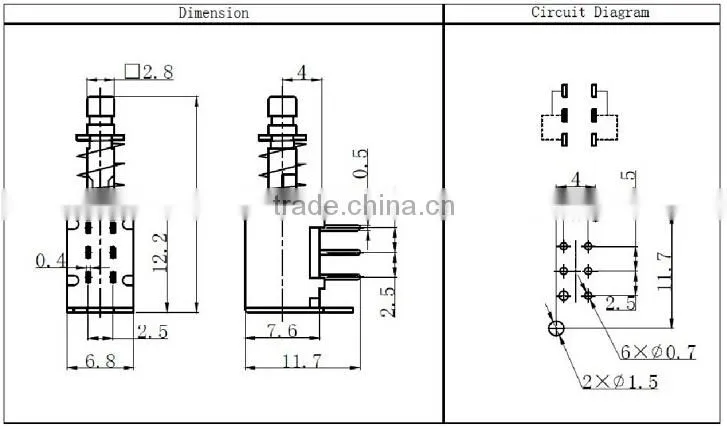 KAN3-25 blue stem push switch