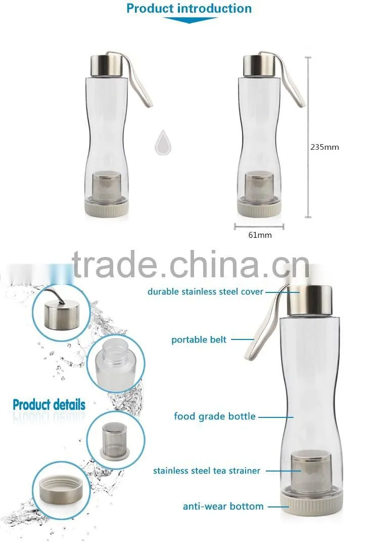 OEM logo tritan 500ml plastic tea bottle with infuser