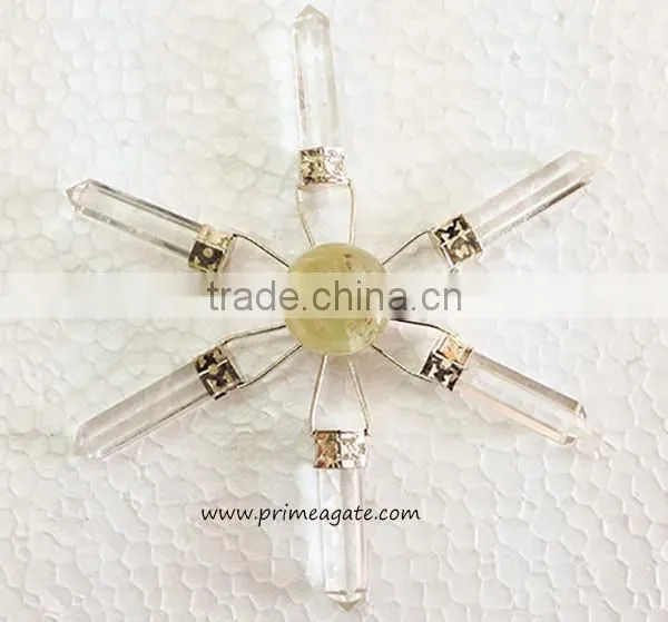 Crystal Quartz 6Points Energy Generator With Crystal Ball : Buy Direct Spiritual Gemstones Online from PRIME AGATE: INDIA