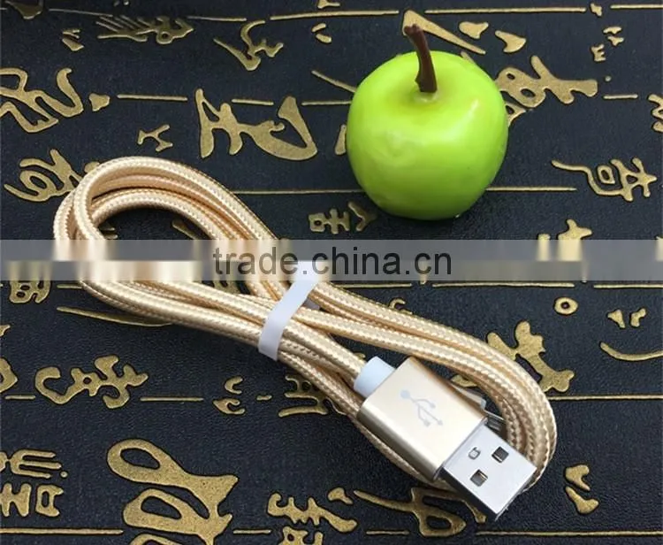 Durable 1m nylon braided usb cable for android phones, micro usb v8 charger cable charging cord