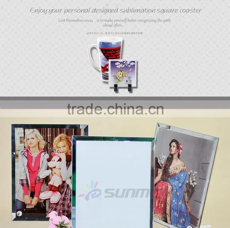 Customed logo printing L100*H100*W4mm square coaster sublimation toughened blank glass photo coaster