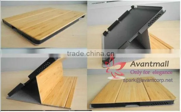 Bamboo/Padauk and Leather Tablet PC Case for iPadmini