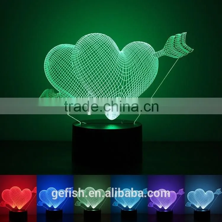 Fancy customized 3D acrylic table led lamp with battery wholesale