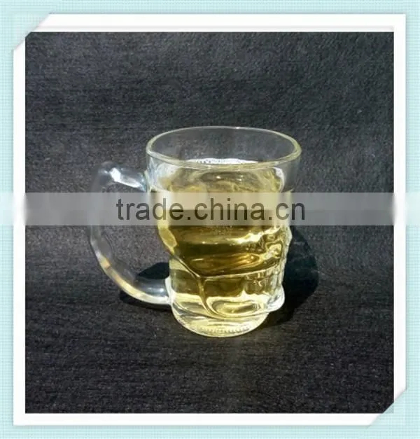 2016 new design shull shape glass cup beer glass cup with skull shape
