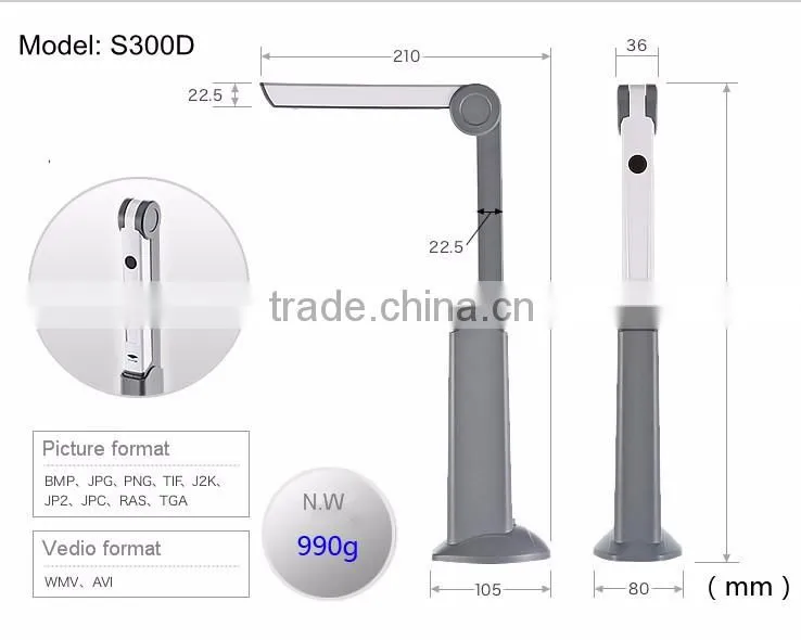 Mini A4 scanner, portable scanner S200L, A4 portable document camera scanner