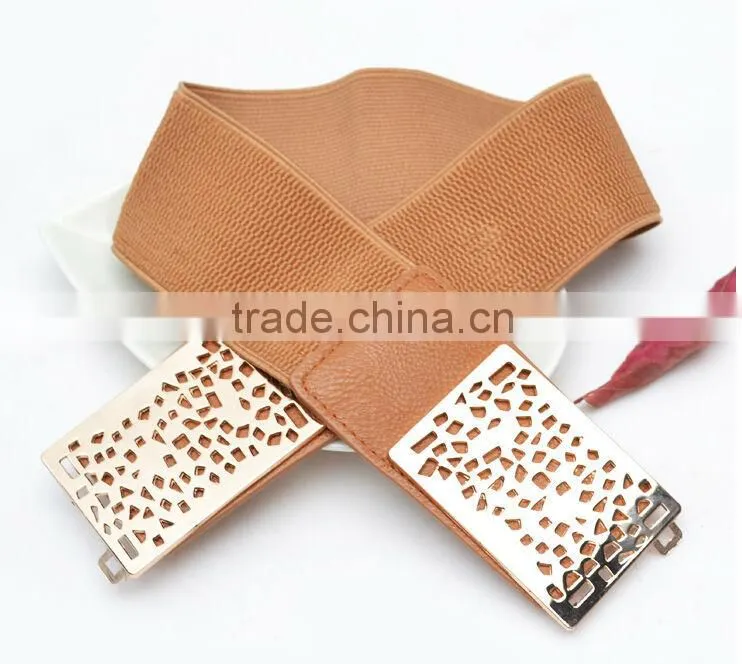 sexy wide waist belt gold metal waist belt for lady