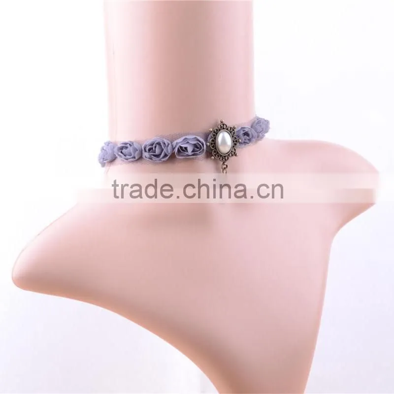 Rose flower lace choker