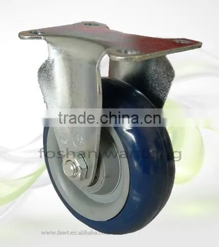 5 Inch Black Metal Plate Industrial Fixed Polyurethane Caster Wheel