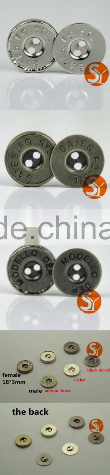 Factory Outlets cheap customized nickel round rivet magnetic button