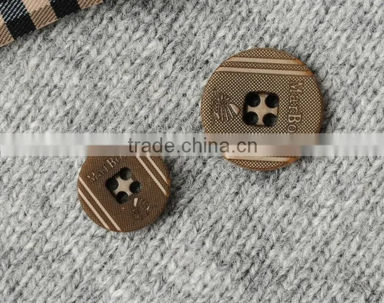 4 Holes Natural Light Brown Corozo Nut Suit Buttons with Logo Engraved on