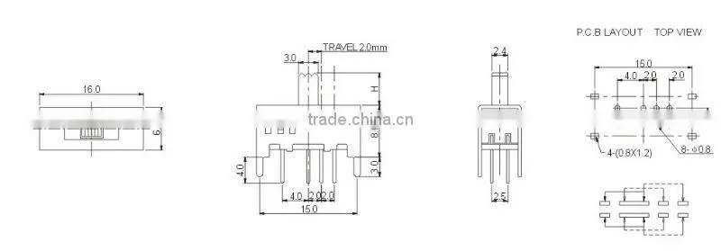 8 pin slide switch SS-23D03(2P3T)