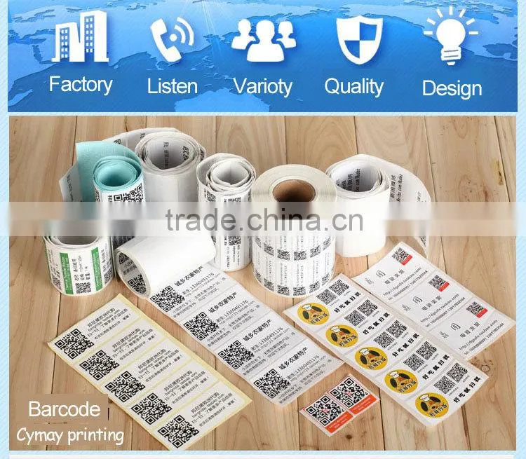 Custom print logo packaging label with adhesive paper sticker