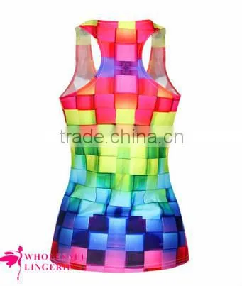 wholesale stringer tank top wholesale print flower Tank Top women