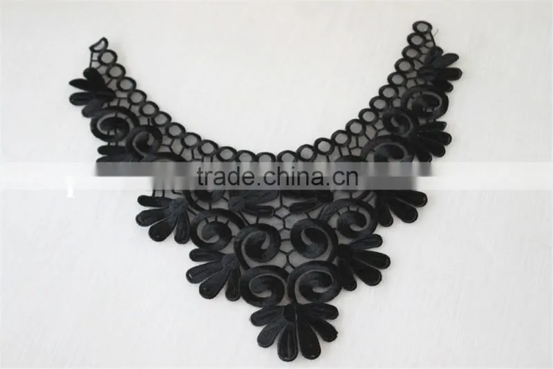fashion neckline design embroidery guipure lace collar black applique