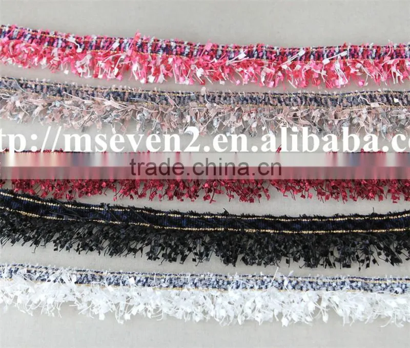 fashion color tassel fringe lace trim polyester tassel fabric embroidery lace