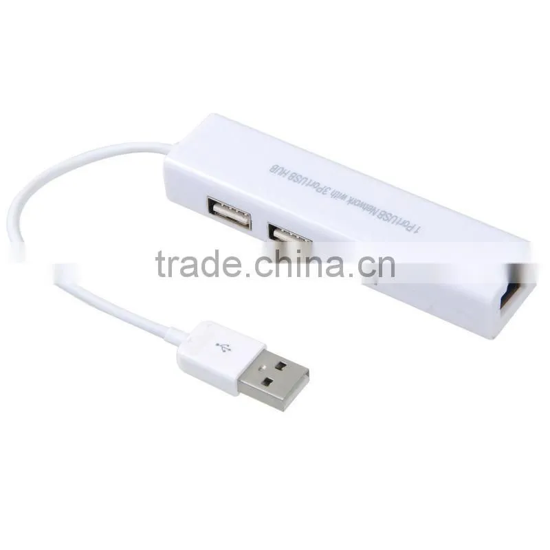 USB Network Lan with High Speed 3-Port 2.0 USB Hub