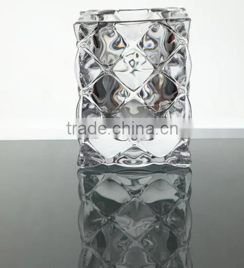 Glass candle holder square shape crystal candle holders