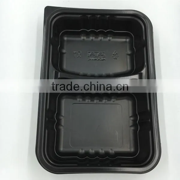 disposable clear plastic takeaway microwave pp 2 compartment fast food container with lid