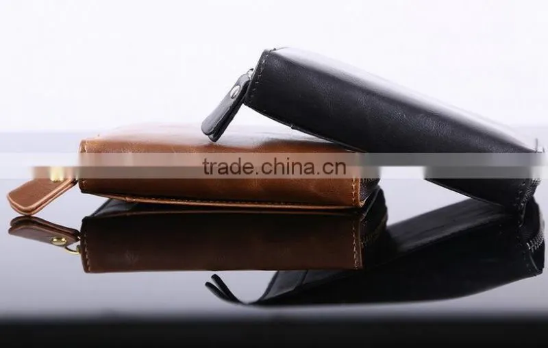 RFID protection men leather passport holder mobile phone card holder