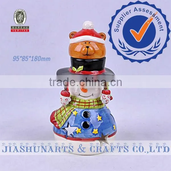Ceramic Christmas Snowman Decorations Candlesticks Ornaments