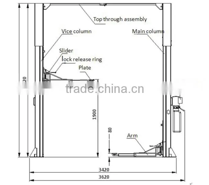 2 post clear floor vehicle lifts