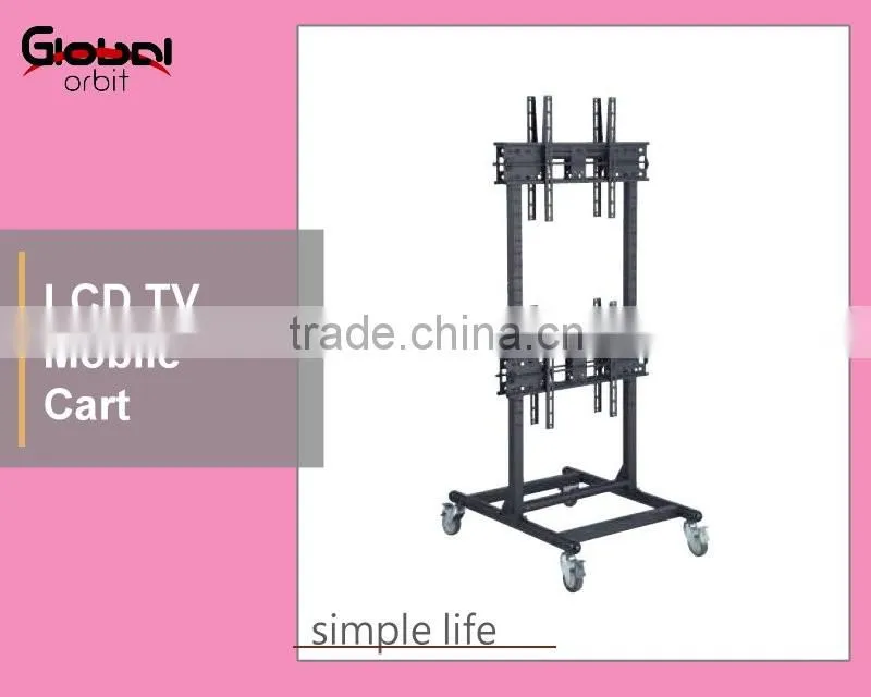 New Design Adjustable Shelf Television Cart Swivel TV Trolley TV Mount With Projector Holder