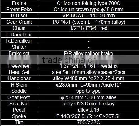 Sport Bicycles Japanese Design Single Speed Bike with Shimano part