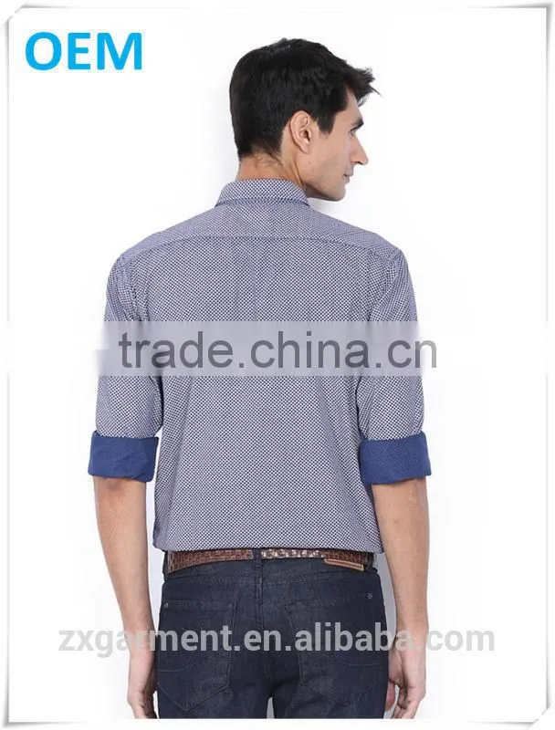 2017 NEW indian fashion long sleeve blue stripes french cuff button-down collar casual man shirt