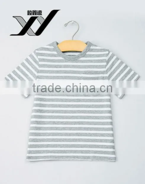 2017 China Clothing Supplier 100% Cotton Kids Light Stripe Boys T-Shirts Design