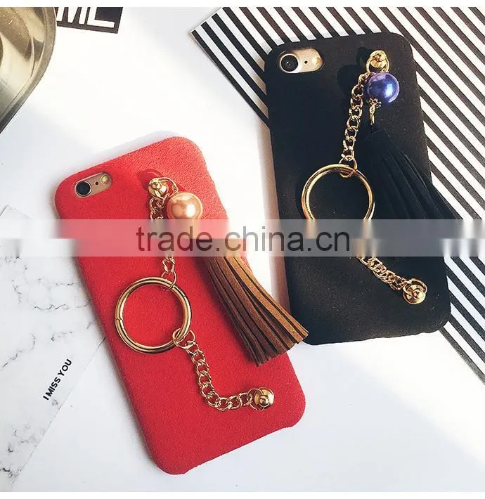 2017 New Fashion Retro Metal Ring Tassel Phone Case Pendant for Apple Iphone 7 7plus 6 6s 6plus Back Cover Case pu-82