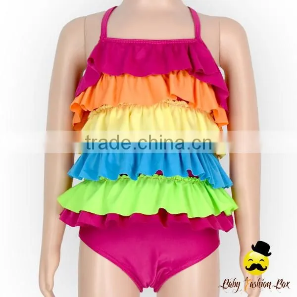 YZA-007 Yiwu Yihong Children Multiple Colour Ruffle Girls Picture Swimwear For 0-6 Year Wears