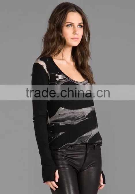 long sleeve black white striped t-shirts