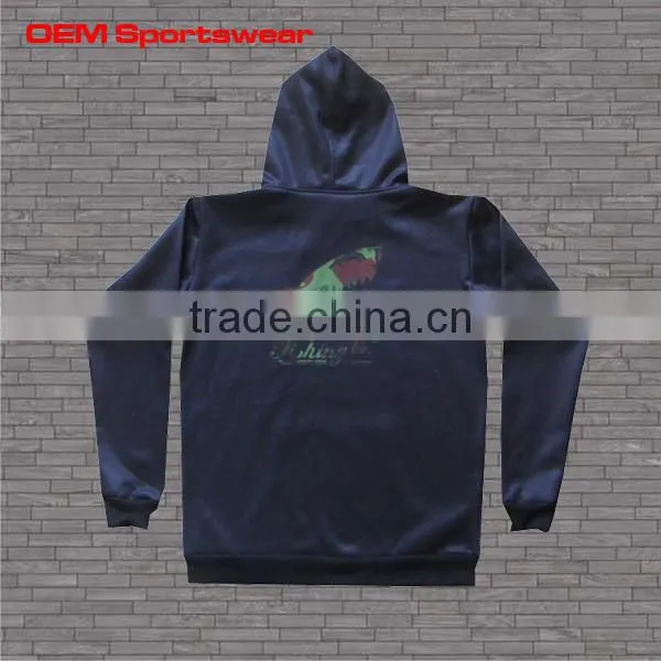 High quality plain black cotton fleece men's hoody