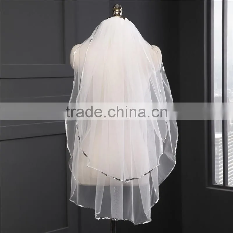 2017 wholesale bridal veils hot sale short elegant bridal wedding veils Fashionable short Tulle Wedding Bridal Veils HL32