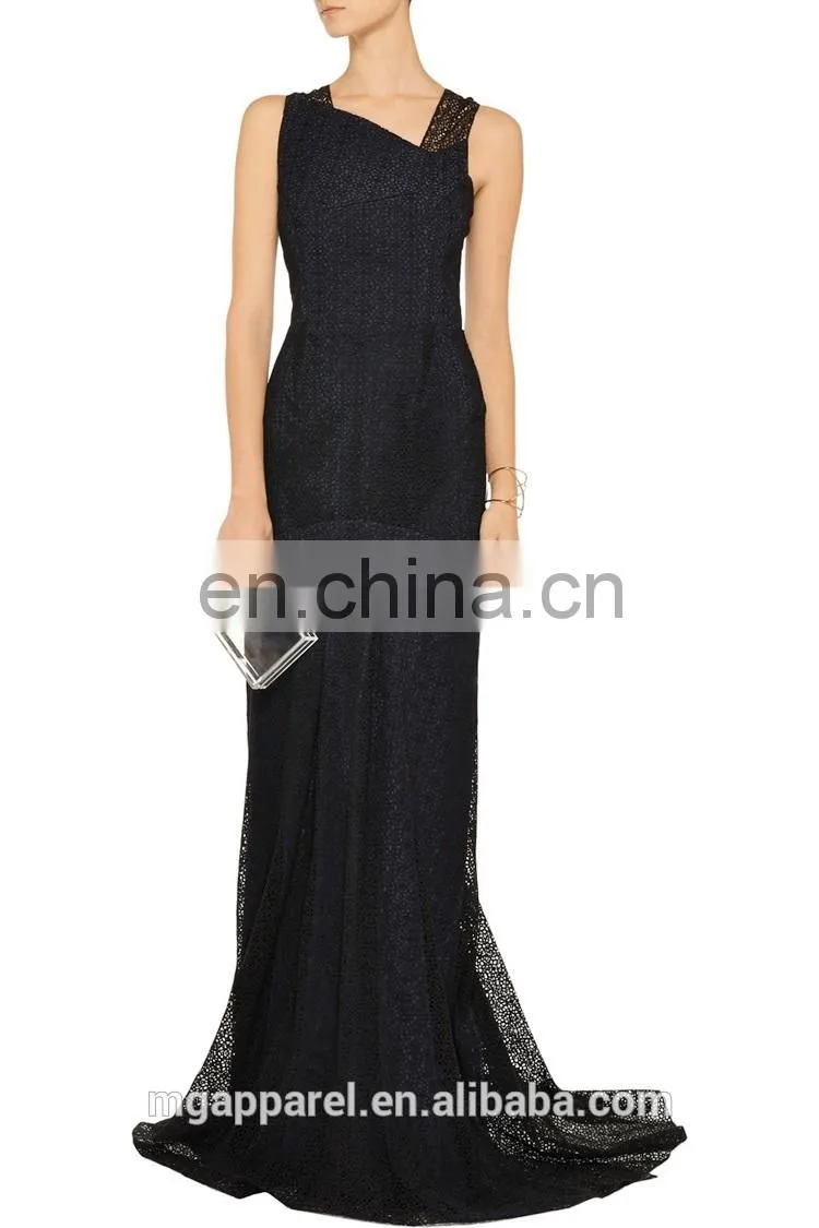 wholesale new fashion women clothes long evening party wear gown black crochet sexy evening gown dress