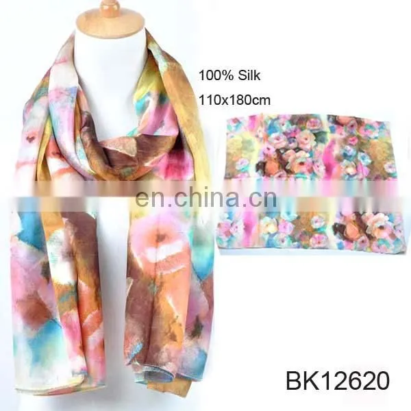 HIGH QUALITY LADY TIE DYED CUSTOM MADE SILK DIGITAL PRINTED SCARF