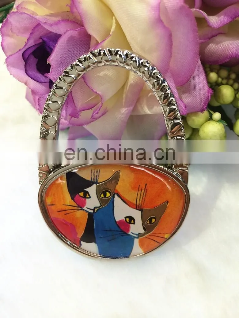 Cat print foldable purse bag hanger in bulk