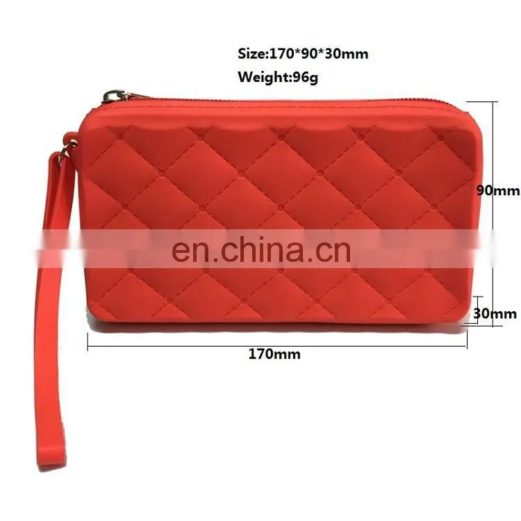 Fashion Clutch Candy Jelly Girls Purse Wallets Rectangle Women Wristlet Silicone Bags