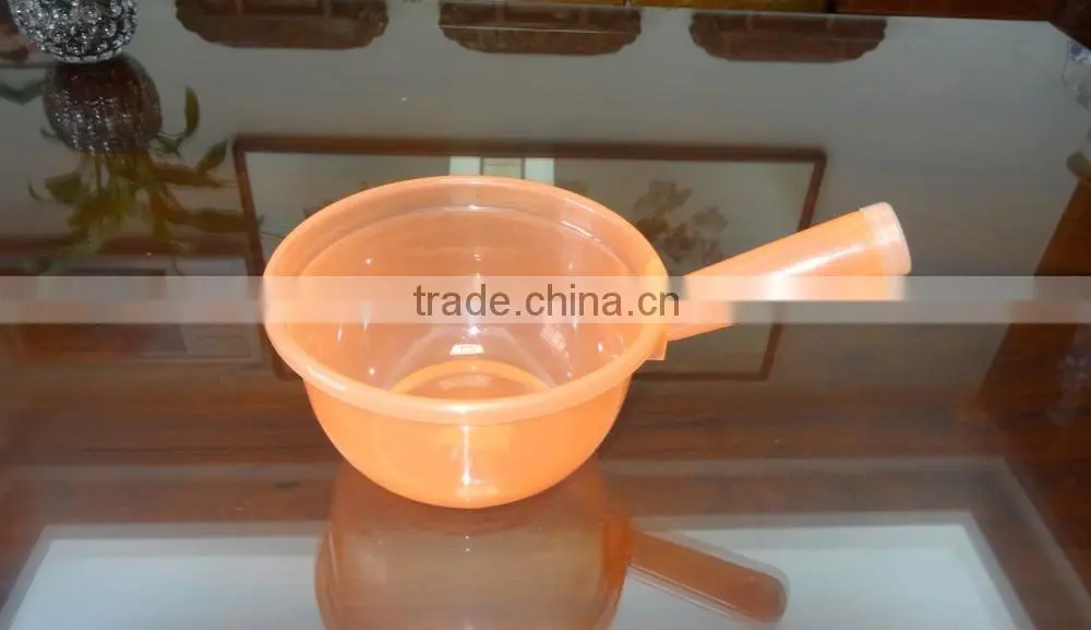 Clear plastic water ladle and soup ladle