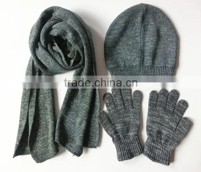 Factory wholesale three-piece hat scarf and gloves