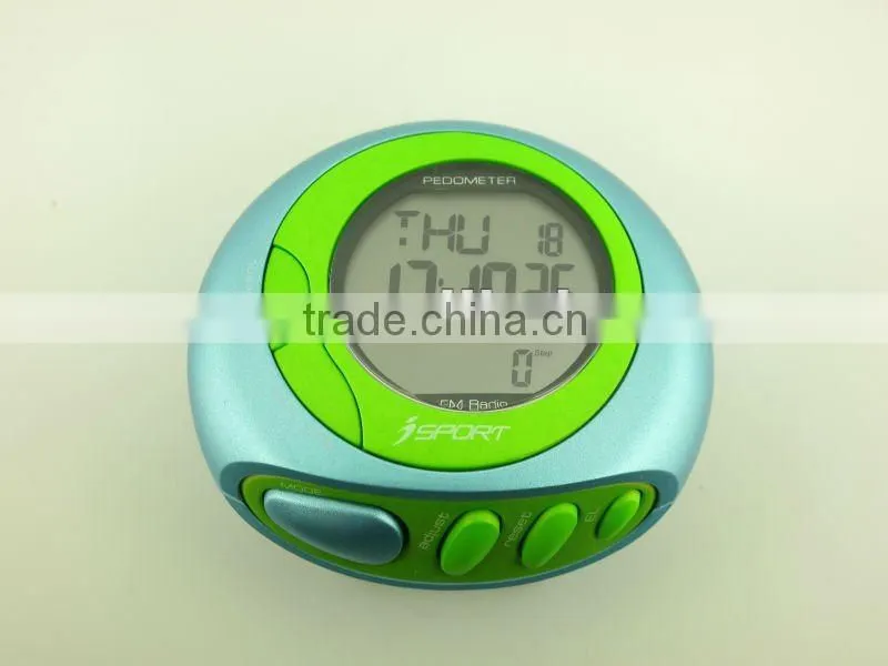 Digital motion Sensor Flip Up Spring clip Promotional FM Radio Pedometer Accurate Step Counter