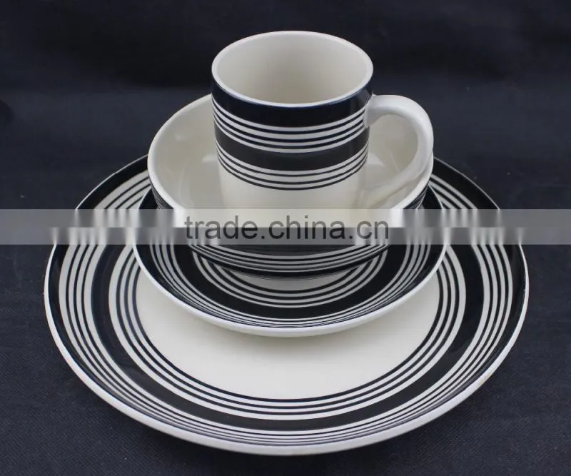 16 pcs stonewareware dinner set with dish plate and coffee mug