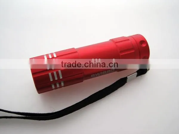 9led aluminium pocket mini flashlight torch