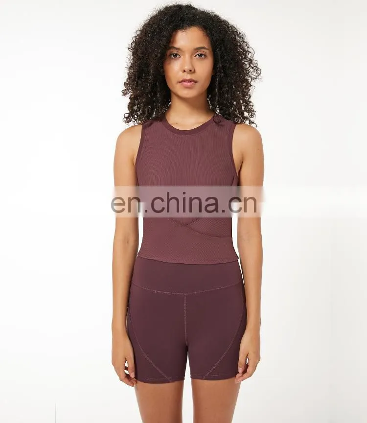 OEM & ODM Supplier Custom Logo Ribbed Fashion Gym Wear Sleeveless Yoga Crop Tank Top