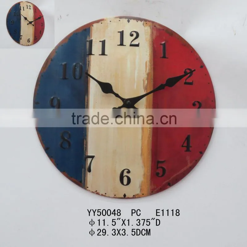 paris tower round metal wall clock, hang clock