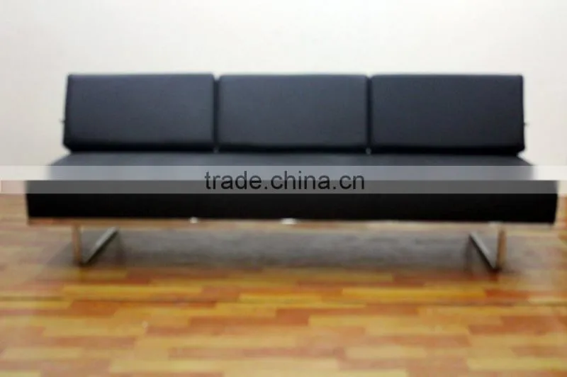 Replica French famous design stainless steel relaxing Chinese genuine leather Le corbusier LC5 three seater sofa,LC5 daybed