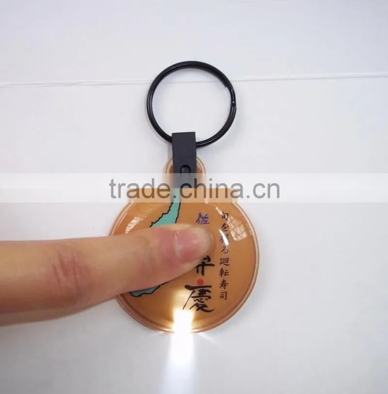 LED keychains, reflective PVC keychain with light, promotion plastic key ring