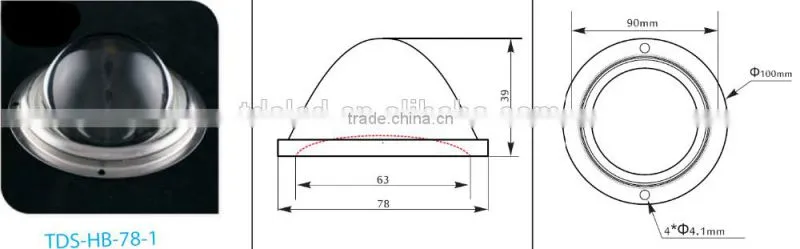 60 degree 78mm bay light led glass optical lens borosilicate