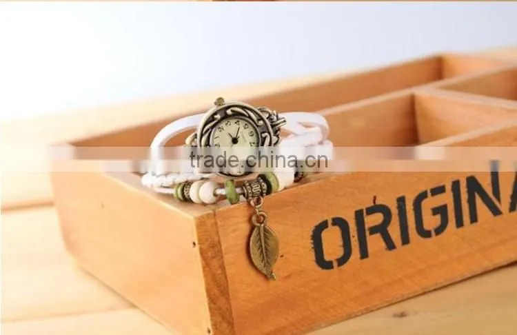 Cheap Leather Strap Quartz Watch Vintage Lady Wrist Watch Women